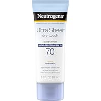 Neutrogena Ultra Sheer Dry-Touch Water Resistant and Non-Greasy Sunscreen Lotion with Broad Spectrum SPF 70, 3 Fl Oz (Pack of 1)