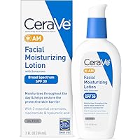 CeraVe AM Facial Moisturizing Lotion with SPF 30 | Oil-Free Face Moisturizer with SPF | Formulated with Hyaluronic Acid, Niacinamide & Ceramides | Non-Comedogenic | Broad Spectrum Sunscreen | 3 Ounce