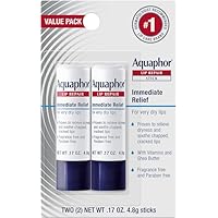 Aquaphor Lip Repair Stick, Lip Protectant, Moisturizing Lip Balm Multipack, 2 Count (Pack of 1)