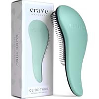 Crave Naturals Glide Thru Detangling Brush for Adults & Kids Hair - Detangler Brush for Natural, Curly, Straight, Wet or Dry Hair - Turquoise, 1 count