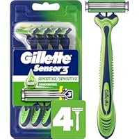 Gillette Sensor3 Sensitive Men's Disposable Razor, 4 Razors